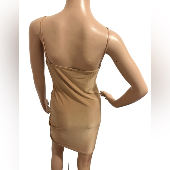 Tan Ruched Midi Dress - Picture 3 of 3